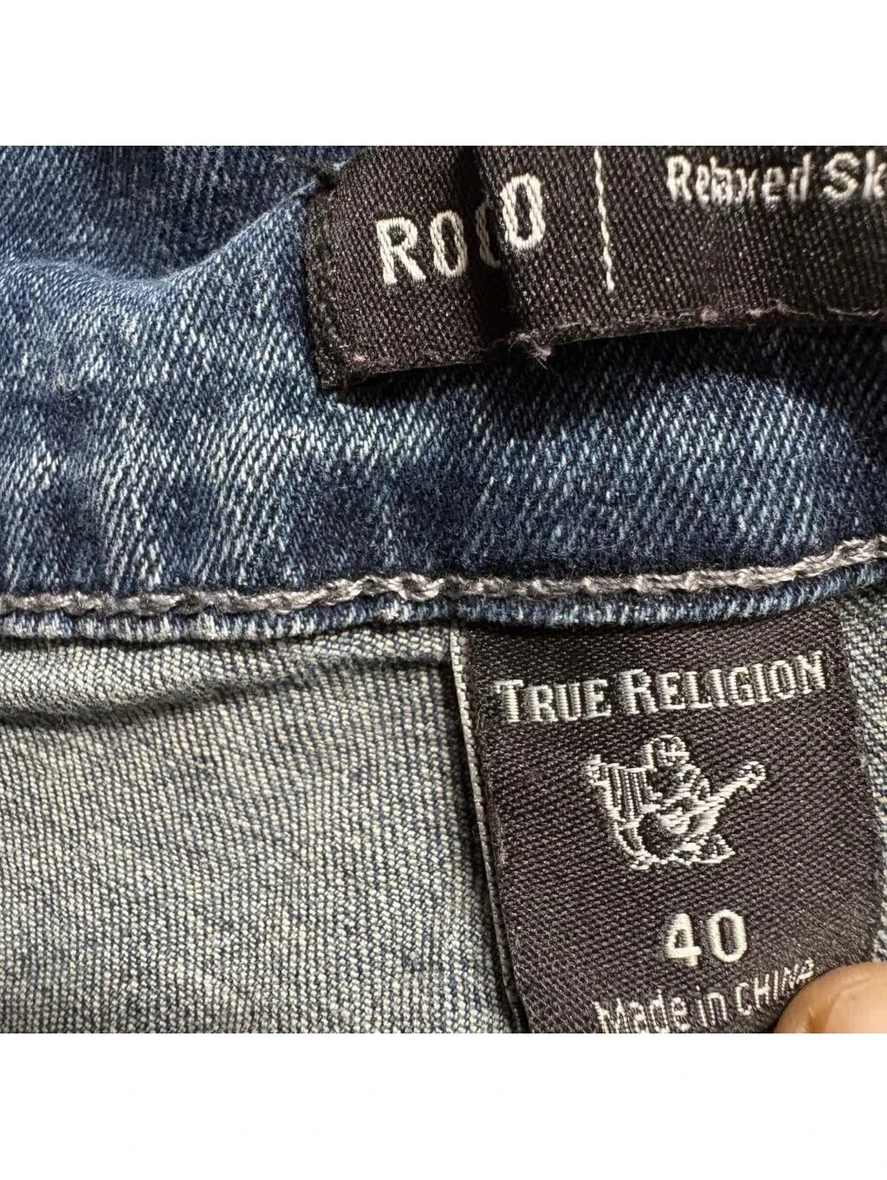 True Religion Rocco Relaxed Skinny Jeans Mens 40 Blue Denim Medium Wash